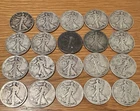 Liberty Walking Half Dollar Lot of 20 Silver Coins 1935-1947 Circulated