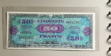 AMC France Cinquante (50) Francs Note 1944 Allied Military Currency, WWII Issue