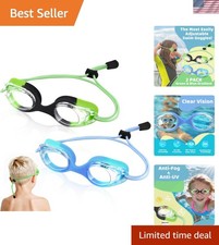 Kids Swim Goggles with Bungee Strap No Leaking Anti Fog Toddler Goggles with ...