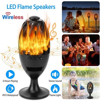 LED Flame Speaker Bluetooth Outdoor Waterproof Wireless Portable Torch Light 