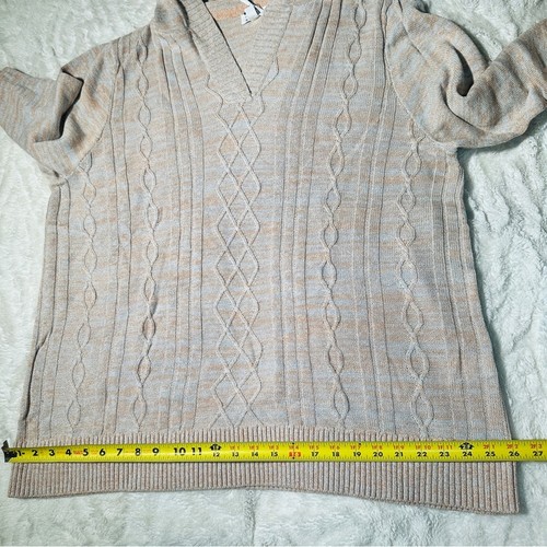 Market & Spruce Size 3X Casual Preppy White Neutral Cable Knit Hooded Sweater - Picture 5 of 10