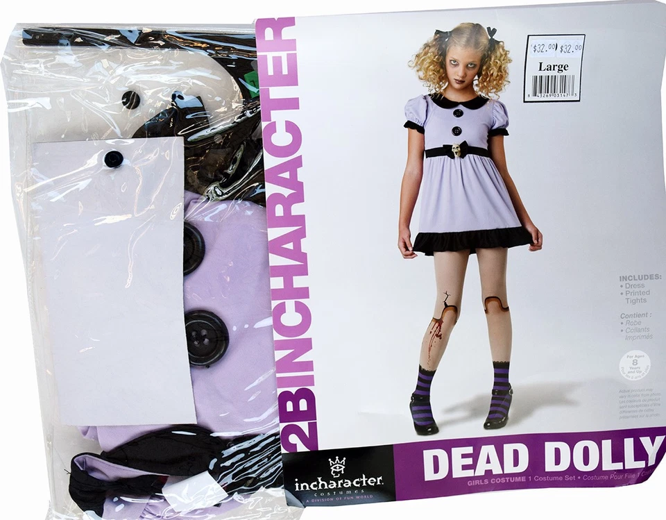 2BINCHARACTER Dead Dolly Niña Disfraz Halloween Vestido y Medias, Todas las Tallas ¡NUEVO! Foto 3 de 4