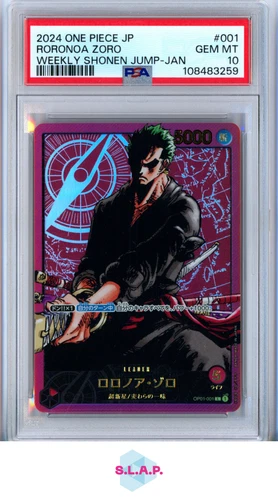 RORONOA ZORO ONE PIECE OP01-001 2024 WEEKLY SHONEN JUMP-JAN FOIL JAP PSA 10
