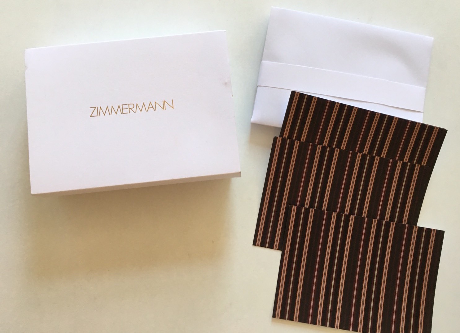 Designer Zimmermann 10 Note Cards & Envelopes Stationery With Gold Embossed