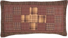 Patchwork King-Size Pillow Sham Hand Quilted Lodge- Style Brown  Green Prescott