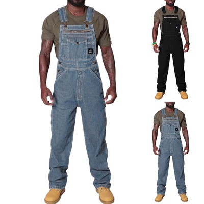 Herren Latzjeans Overall Denim Long Herrenhose Latzhose Latzjeans Freizeithose