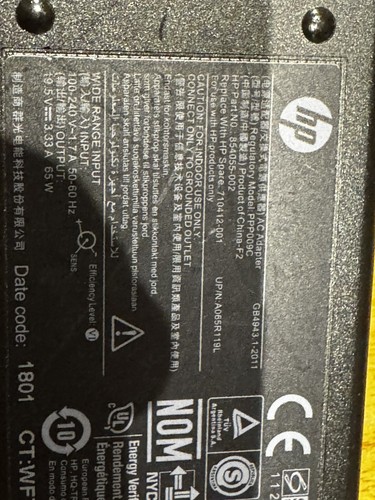 Original HP 65W Laptop Ladegerät Netzteil 854055-002 19,5V 3,33A