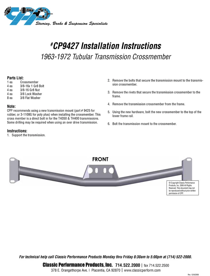 Montajes de motor de bloque grande para camioneta Chevy 63-72 C10 / travesaño de transmisión Foto 3 de 4