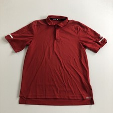 Adidas Polo Shirt Logo Red White Trim Short Sleeve Size Medium Men's Golf Active