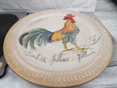Vintage Pottery Barn Bankiva Gallus  Plate  9 3/8'' Rustic Hand Painted Italy