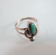 Ring Malachit Sterling Silber Fassung Indianer signiert (121)
