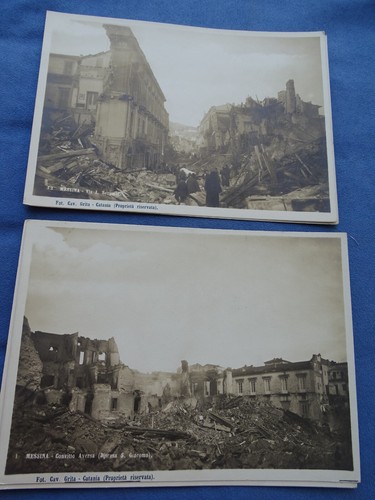 TERREMOTO MESSINA 1908-UNDICI RARE FOTOGRAFIE ORIGINALI CM. 13 X 17,5-CAV. GRITA - Picture 2 of 7