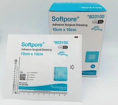 RICHARDSON HEALTHCARE Softpore 10cm x 10cm Adhesive Surgical Dressings - Box of 50