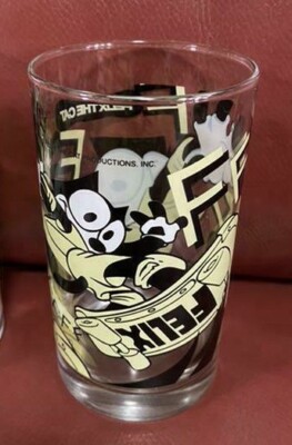 NEW! Vintage! FELIX THE CAT Glass Cup Tumbler Set of 2 Japan 1990