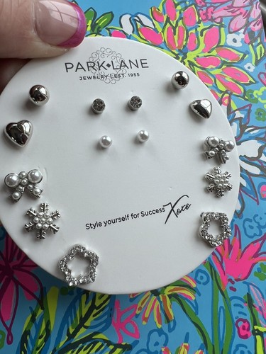 Park Lane JOY Stud Earrings set 7 prs SILVER CZs Glass Pearl SOLD OUT - Picture 4 of 5