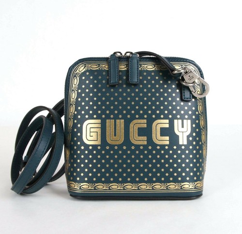 Gucci Dusty Turchese Pelle Guccy Sega con Scritta Cupola Mini Borsa 511189  3080 | eBay