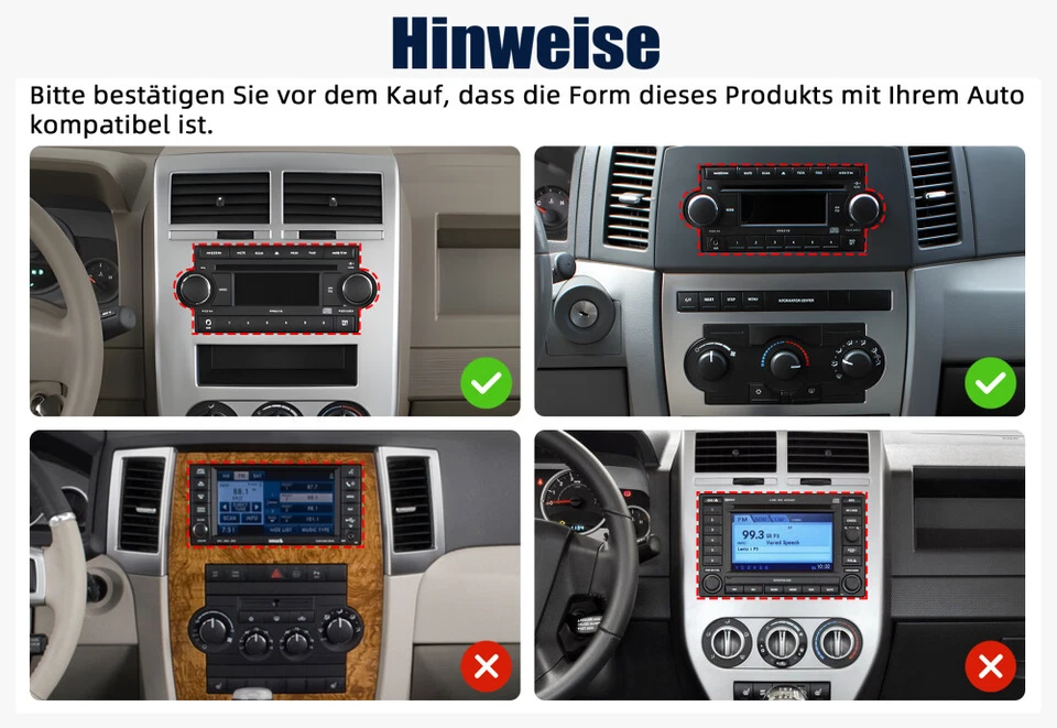 DAB+ Carplay 2+64GB Android 13 Radio Für Jeep Dodge Chrysler mit NAVI BT Kamera - Bild 3 von 4