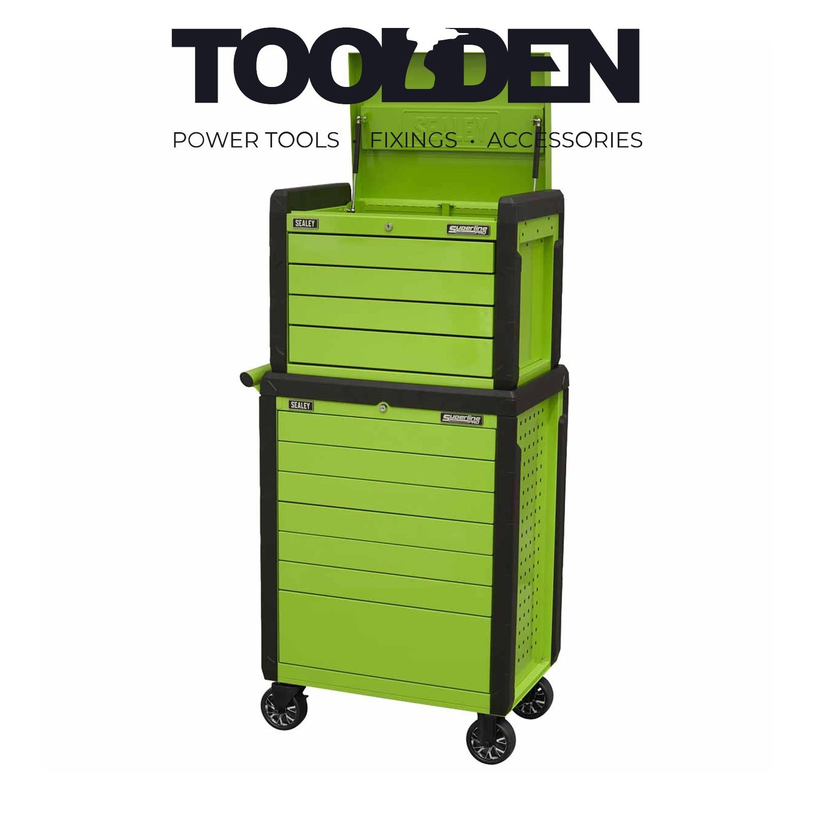 Sealey APPDSTACKG Topchest & Rollcab Combination 11 Drawer Push-To-Open - Green