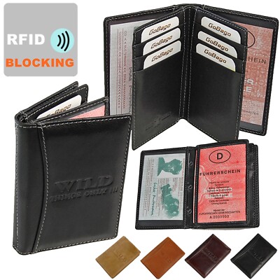 Wild RFID Ausweisetui Leder Ausweismappe Ausweishülle Dokumentenhülle Kartenetui