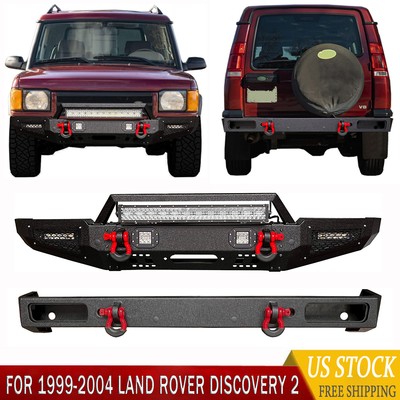 Front Bumper and Rear Bumper w/LED Lights For 1999-2004 Land Rover Discovery 2  