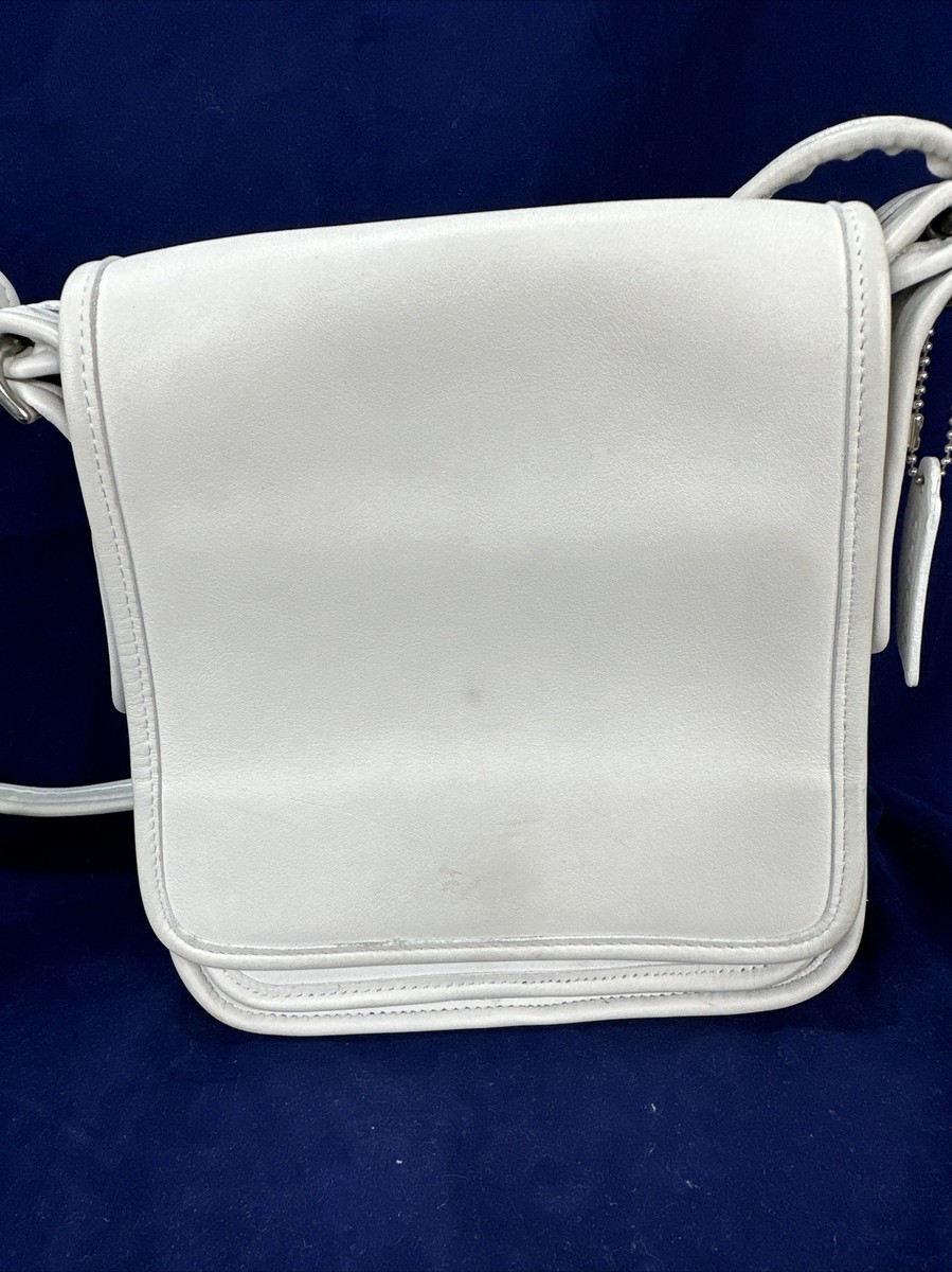 Coach Vintage Crossbody Bag Legacy Medium Studio Flap White Leather 9145