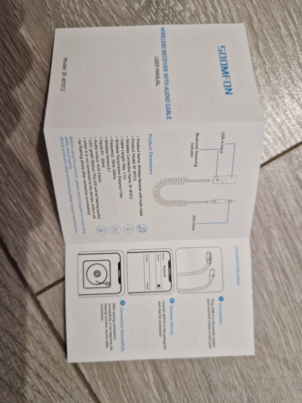 Aux Bluetooth V5.1 Receiver Car SOOMFON Wireless Car Bluetooth Aux