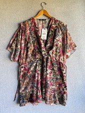 Zara Dress Mini Womens L Floral Ruffle Romantic Flounce Tie Waist NWT