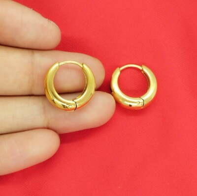 Ohrringe Creolen vergoldet Stahl Damen, Creolen Stahl 15mm Damen