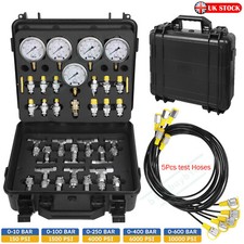 Hydraulic Pressure Test Hoses Kit 5 Gauges 13 Couplings 14 Tee Connectors 600bar