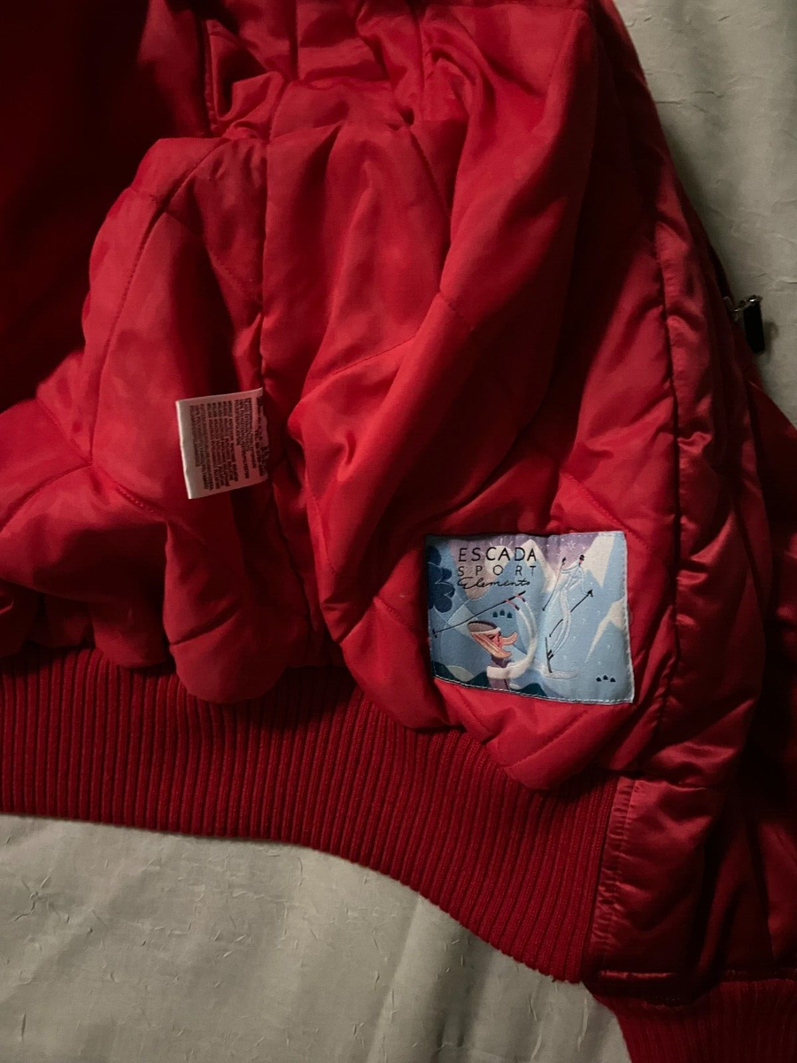 ESCADA SPORT BOMBER JACKET IN RED QUILTED LINING ZIPPED ESCADA SPORT BOMBER JACKET IN RED QUILTED LINING ZIPPED