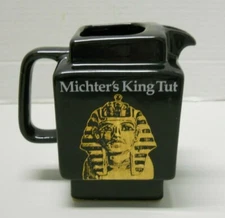 Michter's Jug House King Tut Whiskey Pitcher Jug Ice Lip Black Ceramic 