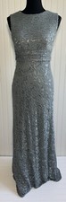 JS Collections Sleeveless Lace Sequin Gown Long Dress Gray Silver Womens Size 6