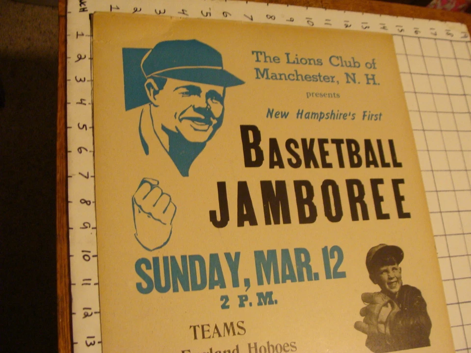 Original 1950's NH BASEBALL JAMBOREE POSTER w BABE RUTH misprinted ORIGINAL - Image 4 of 4