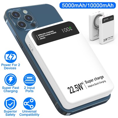 10000mAh Power Bank Magnetic Wireless Charging for iPhone 13/14/15 Pro