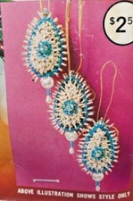 Walco TEARDROP TRIO Red/Crystal Iris Vtg Sequin Bead Christmas Ornament Kit NOS