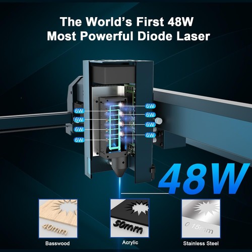 Longer Laser 48W B1 Laser Engraver Cutter with Auto Air Assist for Metal, Paper - Bild 2 von 10