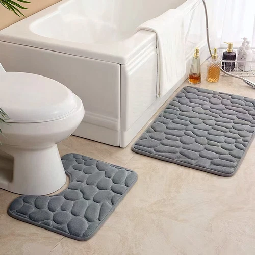 2 Piece Bathroom Rug Washable Bath Mat Set Memory Foam Toilet U-Shaped Non Slip - Picture 8 of 11