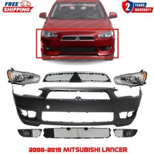 Front Bumper Cover Primed Grille Assembly Kit For 2008-2015 Mitsubishi Lancer