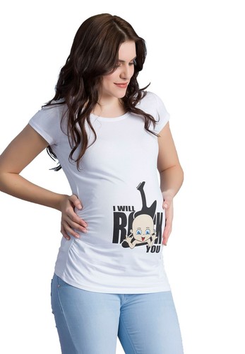 I Will Rock You frech süß lustig Umstandsshirt Aufdruck Spruch Tshirt Schwanger - Bild 14 von 33