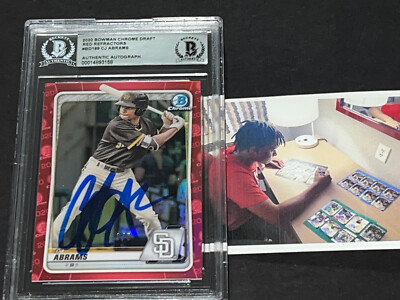 CJ Abrams Nationals Auto SIGNED 2020 BOWMAN Red Refractor  BECKETT BAS 3/5