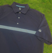Footjoy Golf Navy Blue Stripe Polo Shirt Cedarwood CC - XL