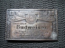 GENUINE BUDWEISER LAGER KING OF BEERS LOGO BELT BUCKLE VINTAGE RARE 1980s 