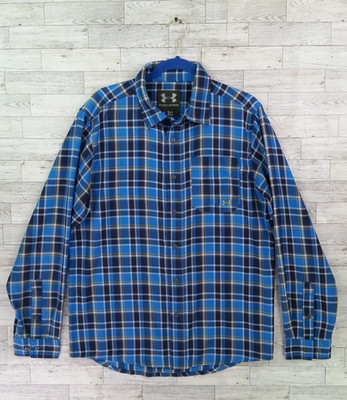 Under Armour Tradesman Flex Flannel Shirt Blue Plaid Long Sleeve Men's L Large