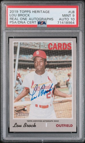 Lou Brock #LB 2019 Topps Heritage Real One Autographs card
