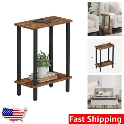 Slim Side Table - Modern Brown, 22.5'' Height, Ideal for Small Apartments