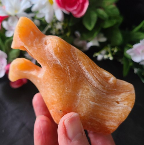 Large 4.2" 438g Sunstone Wolf Head Skull Crystal Stone Carving Statue - Picture 1 of 24