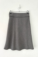 Laura Ashley Skirt Women's Houndstooth Tweed Wool Blend Lined Midi Size 10