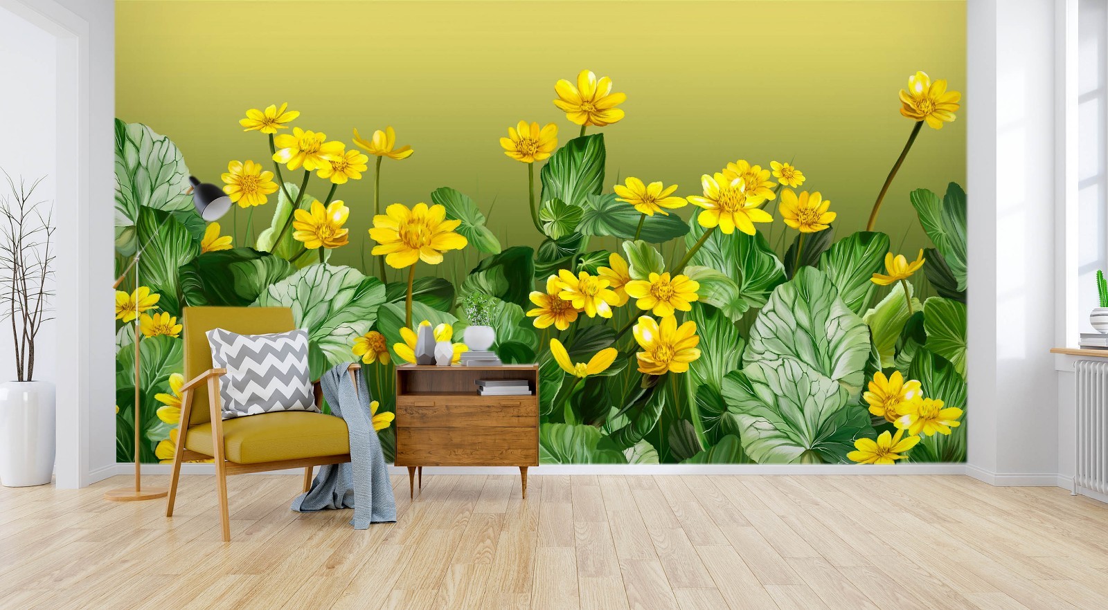 3D Yellow Flowers A1326 Wallpaper Wall Murals Removable Self-adhesive Amy