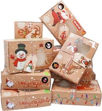 12 PCS Christmas Cookie Boxes for Gift Giving Christmas Bakery Boxes Treat Bo...