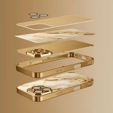   Luxury Gold Marble Tempered Glass Case for ...